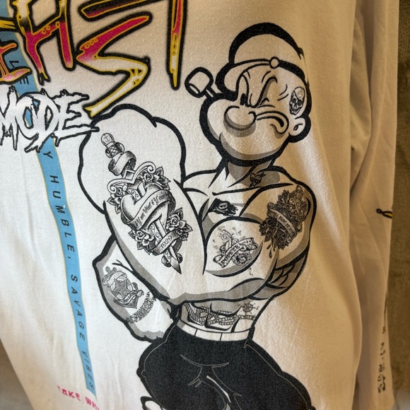 Popeye Cartoon Graphic Long Sleeve Shirt Sz L - Picture 2 of 10
